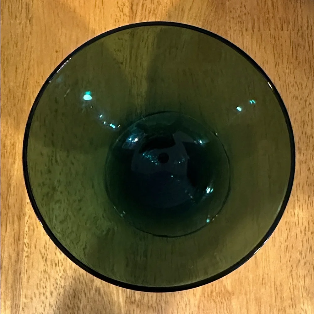 Vintage Tiffin Franciscan Killarney Green Glass Goblet with clear base. 50’s